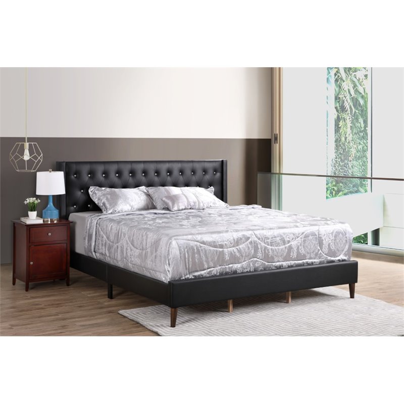 Glory Furniture Bergen Velvet Upholstered King Bed in Black