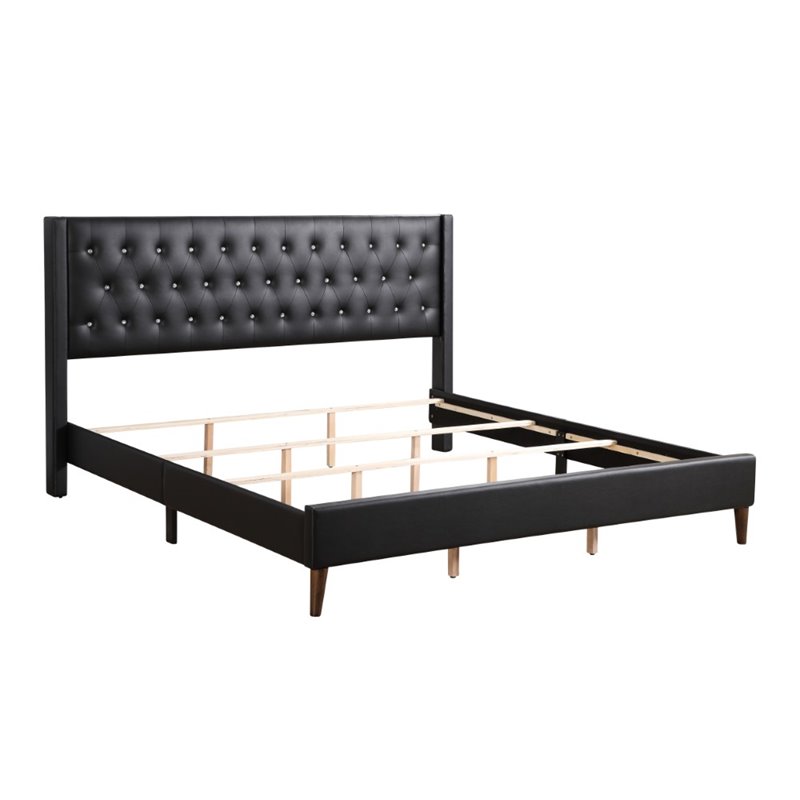 Glory Furniture Bergen Velvet Upholstered King Bed in Black