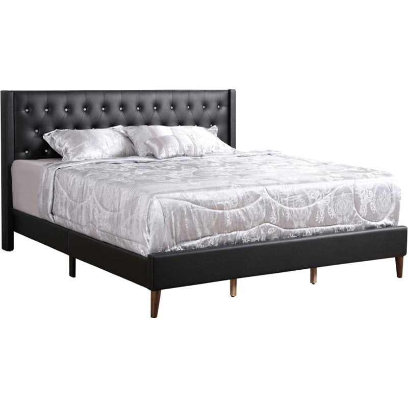 Glory Furniture Bergen Velvet Upholstered King Bed in Black
