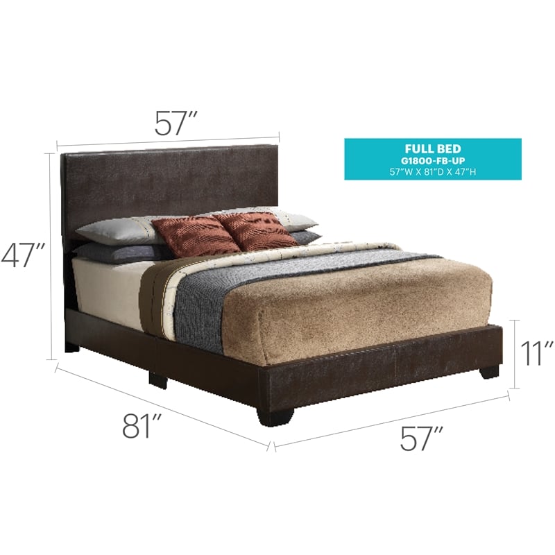 Glory Furniture Aaron Faux Leather Upholstered Full Bed in Cappuccino