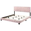 Glory Furniture Suffolk Velvet Upholstered King Bed in Pink