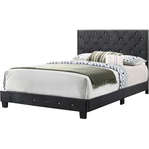 Glory Furniture Suffolk Velvet Upholstered Full Bed in Black