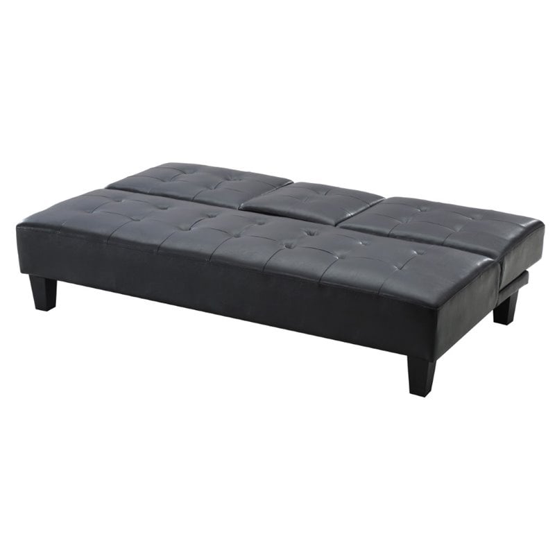 Glory Furniture Richie Faux Leather Sleeper Sofa in Black