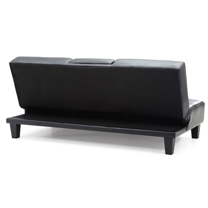 Glory Furniture Richie Faux Leather Sleeper Sofa in Black