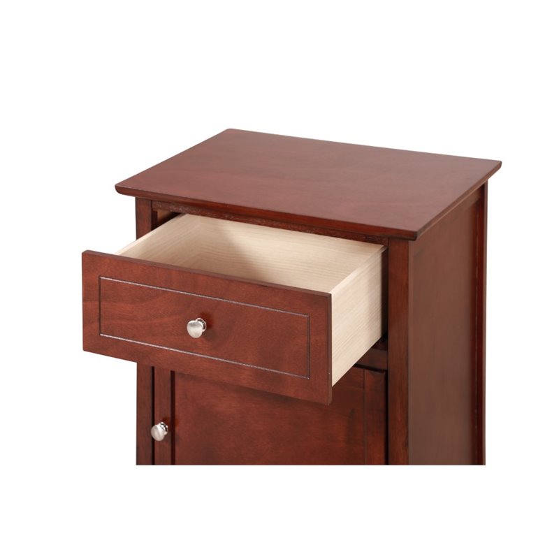 Glory Furniture Izzy 1 Drawer 1 Door Nightstand in Cherry