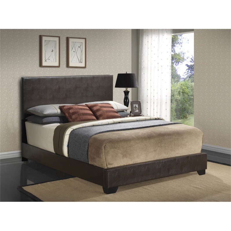 Glory Furniture Aaron Faux Leather Upholstered Queen Bed in Cappuccino
