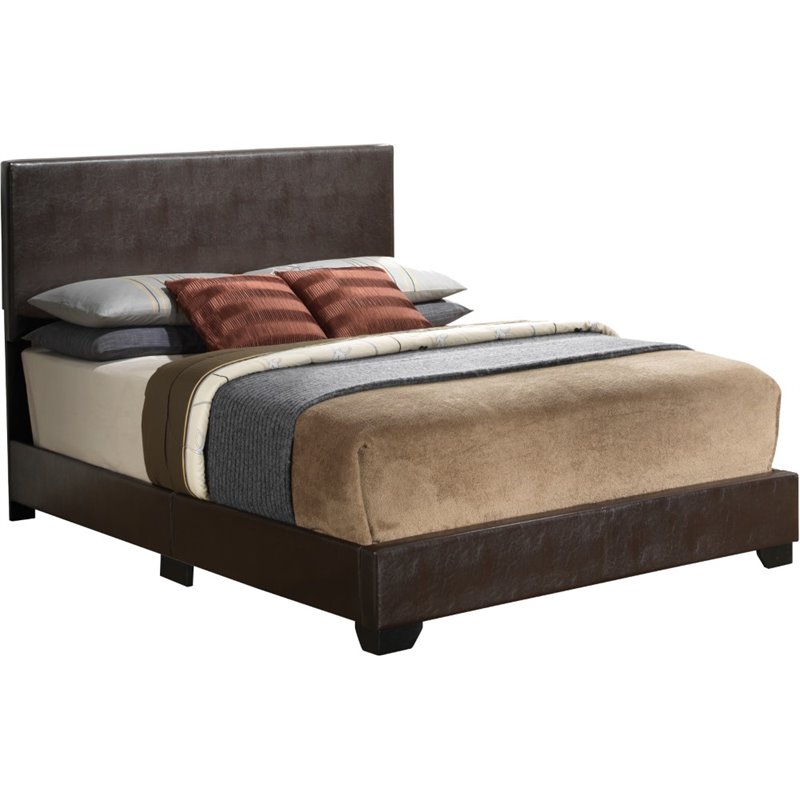Glory Furniture Aaron Faux Leather Upholstered Queen Bed in Cappuccino