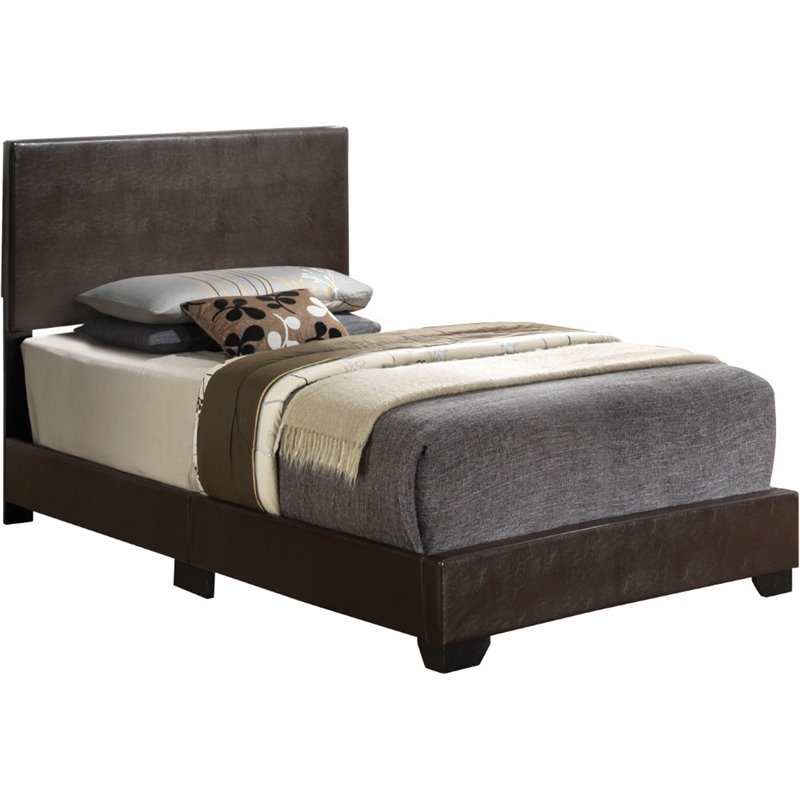 Glory Furniture Aaron Faux Leather Upholstered Twin Bed in Cappuccino
