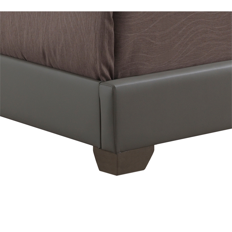 Glory Furniture Aaron Faux Leather Upholstered Queen Bed in Light Gray