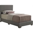 Glory Furniture Aaron Faux Leather Upholstered Twin Bed in Light Gray