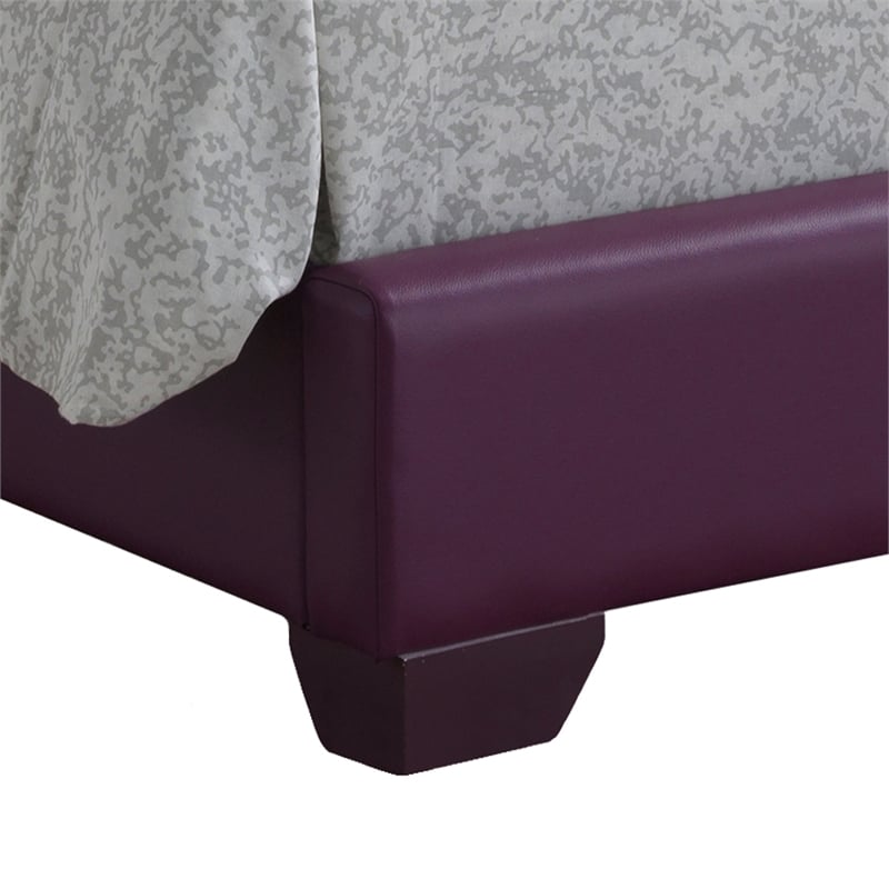 Glory Furniture Aaron Faux Leather Upholstered Twin Bed in Purple