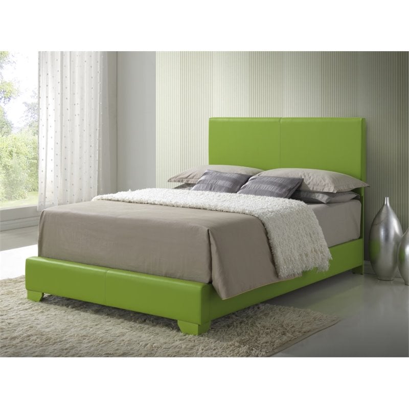 Glory Furniture Aaron Faux Leather Upholstered Full Bed in Apple Green