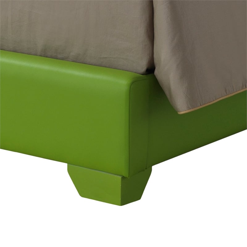 Glory Furniture Aaron Faux Leather Upholstered Full Bed in Apple Green