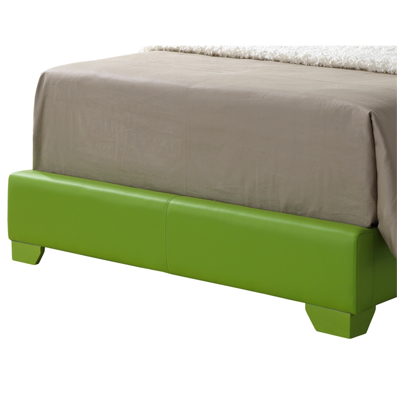 Glory Furniture Aaron Faux Leather Upholstered Full Bed in Apple Green