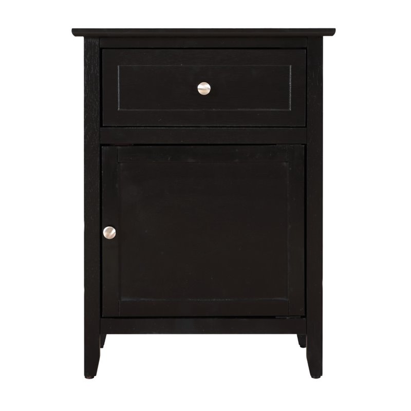 Glory Furniture Izzy 1 Drawer 1 Door Nightstand in Black