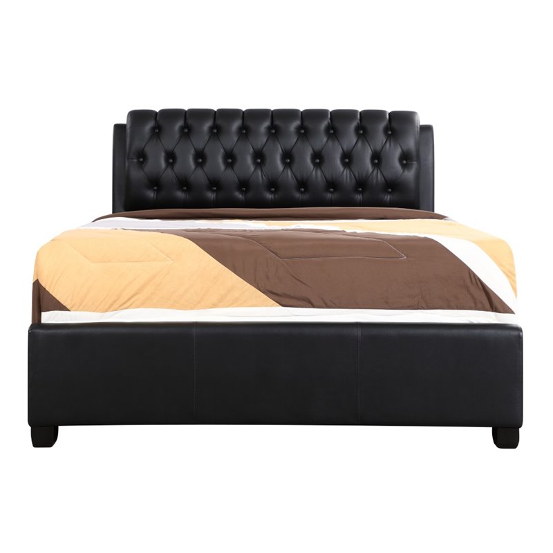 Glory Furniture Marilla Faux Leather Upholstered Queen Bed in Black