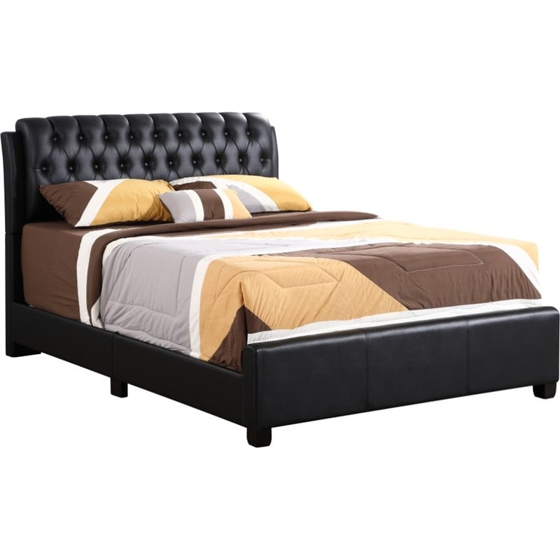 Glory Furniture Marilla Faux Leather Upholstered Queen Bed in Black