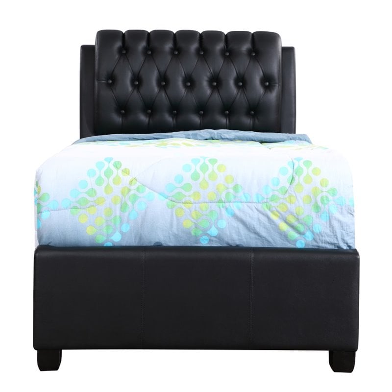 Glory Furniture Marilla Faux Leather Upholstered Twin Bed in Black