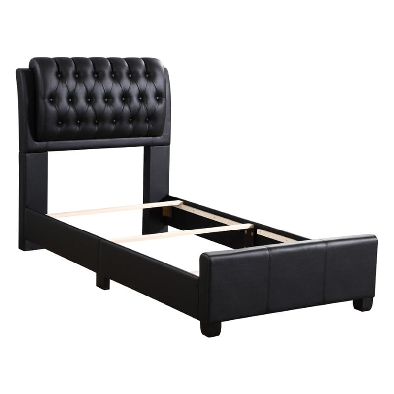 Glory Furniture Marilla Faux Leather Upholstered Twin Bed in Black