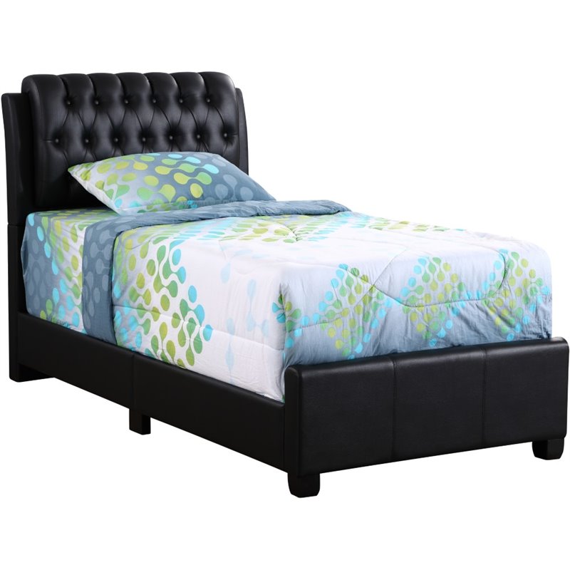 Glory Furniture Marilla Faux Leather, Black Upholstered Twin Bed