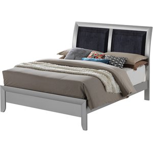Glory Furniture Marilla Wood Full Panel Sleigh Bed in Silver Champagne