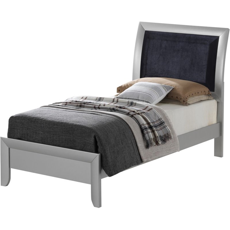 Glory Furniture Marilla Twin Bed in Silver Champagne