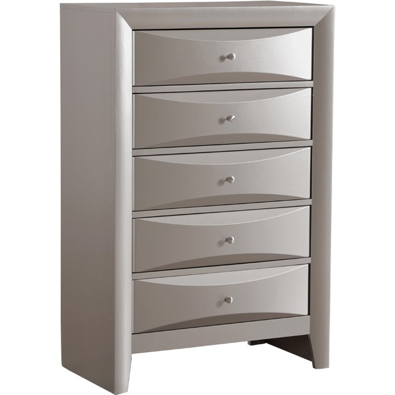 Glory Furniture Marilla 5-Drawers Bedroom Chest in Silver Champagne