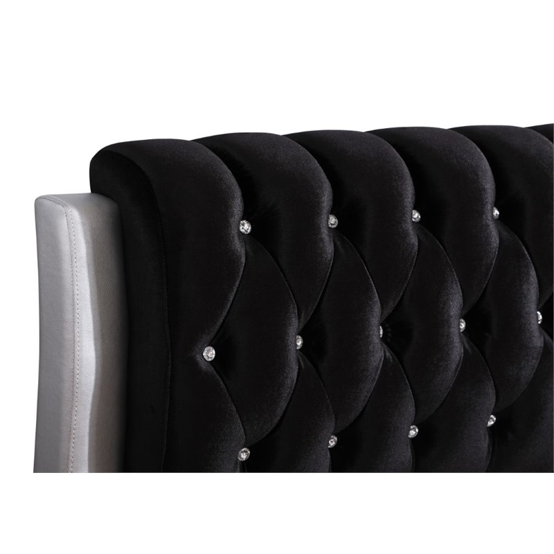 Glory Furniture Marilla Faux Leather Upholstered King Bed in Silver