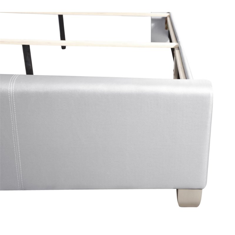 Glory Furniture Marilla Faux Leather Upholstered King Bed in Silver