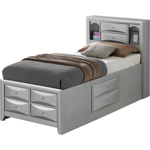 Glory Furniture Marilla Twin Storage Bed in Silver Champagne