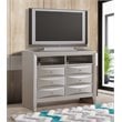 Glory Furniture Marilla Wood Veneer 6-Drawer TV Stand in Silver Champagne
