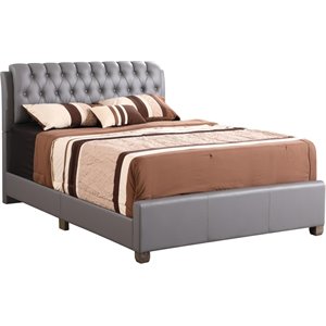 Glory Furniture Marilla Faux Leather Upholstered Full Bed in Light Gray