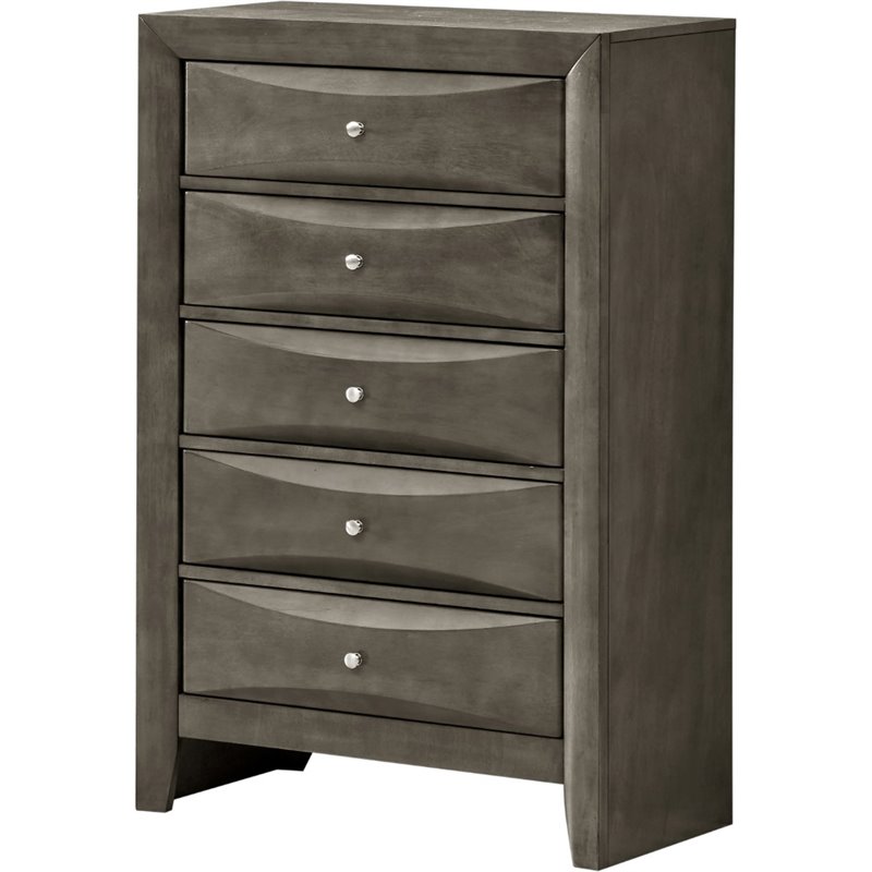 Glory Furniture Marilla 5-Drawers Bedroom Chest in Gray