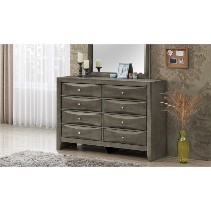 Glory Furniture Marilla 8-Drawers Bedroom Dresser in Gray