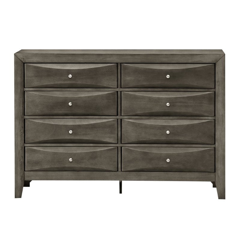 Glory Furniture Marilla 8-Drawers Bedroom Dresser in Gray