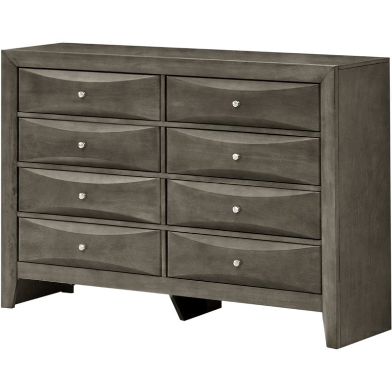 Glory Furniture Marilla 8-Drawers Bedroom Dresser in Gray