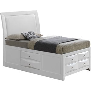Glory Furniture Omega Wood Veneer Twin Storage Bed in White