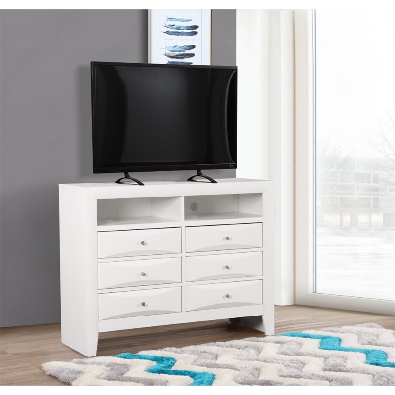 Glory Furniture Marilla 6 Drawer TV Stand in White