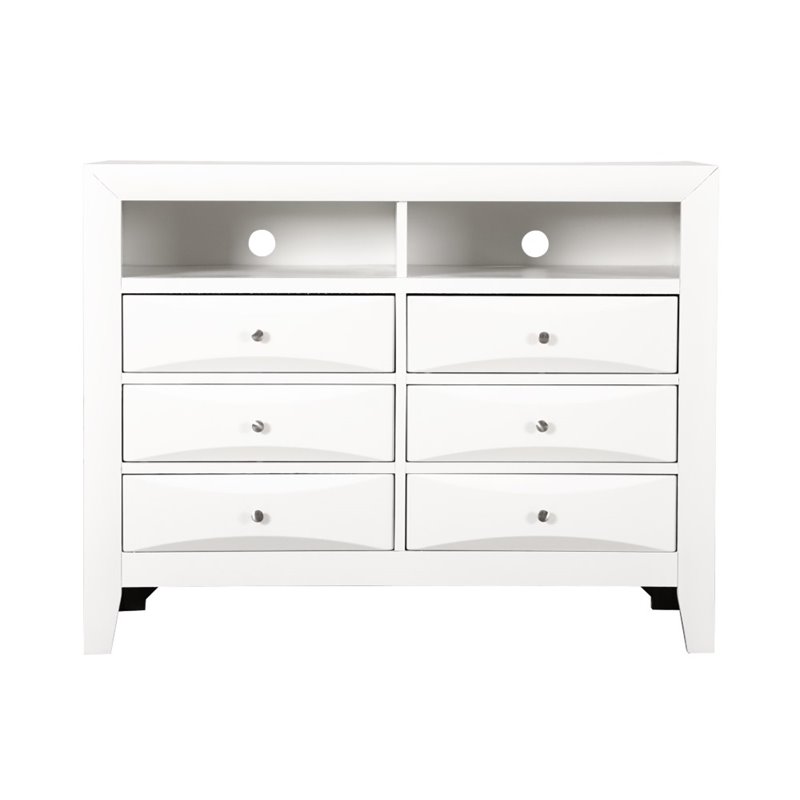 Glory Furniture Marilla 6 Drawer TV Stand in White