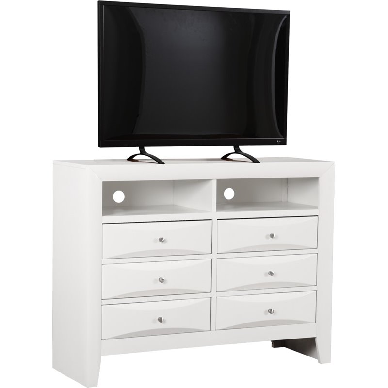 Glory Furniture Marilla 6 Drawer TV Stand in White