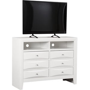 Glory Furniture Marilla 6 Drawer TV Stand in White