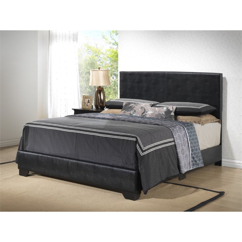 Glory Furniture Aaron Faux Leather Upholstered Full Bed in Black