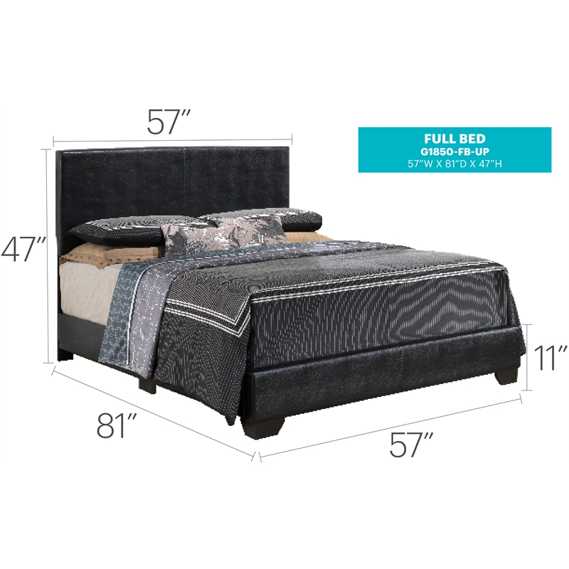 Glory Furniture Aaron Faux Leather Upholstered Full Bed in Black