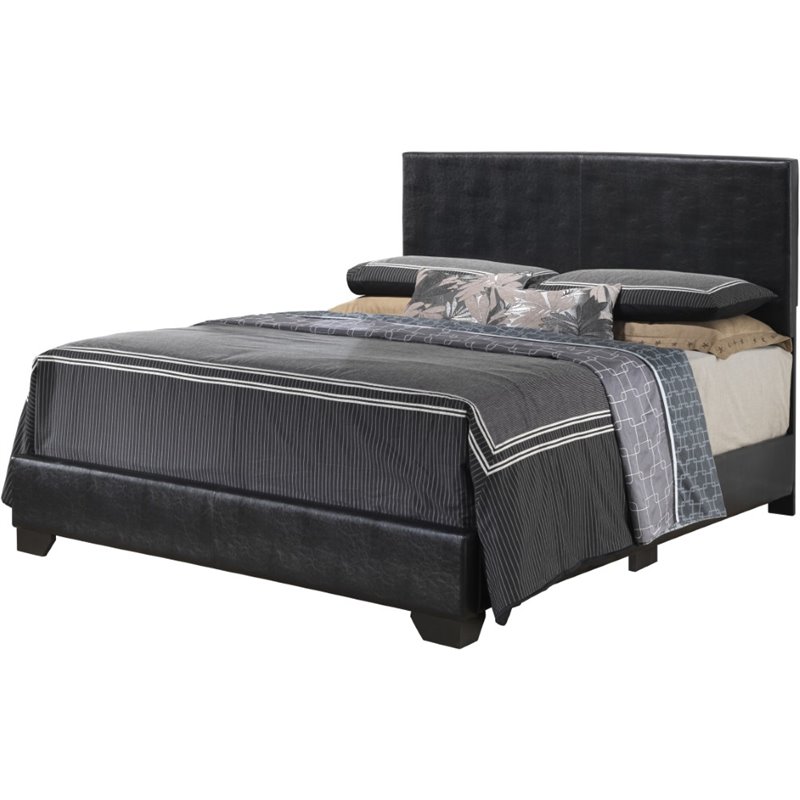 Glory Furniture Aaron Faux Leather Upholstered Full Bed in Black