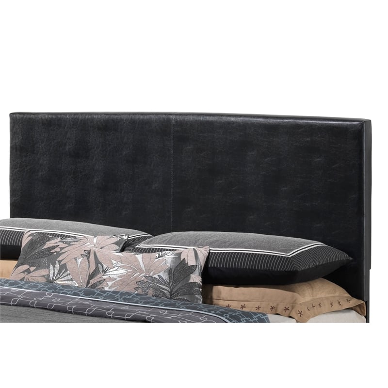 Glory Furniture Aaron Faux Leather Upholstered Queen Bed in Black