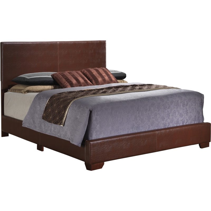 Glory Furniture Aaron Faux Leather Upholstered Full Bed in Light Brown