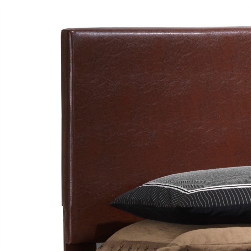 Glory Furniture Aaron Faux Leather Upholstered Queen Bed in Light Brown