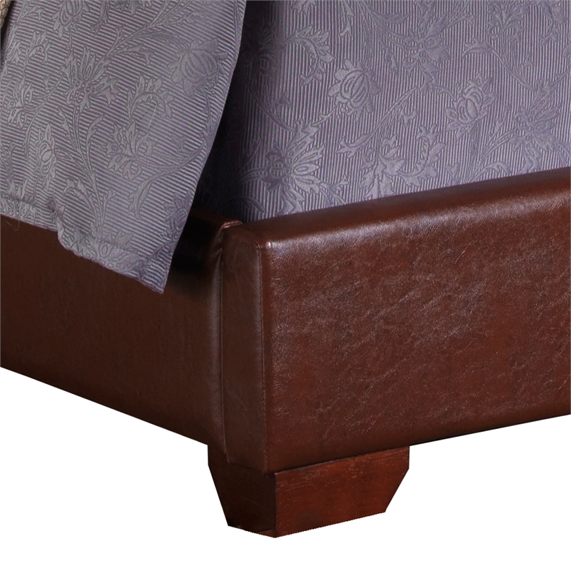 Glory Furniture Aaron Faux Leather Upholstered Queen Bed in Light Brown