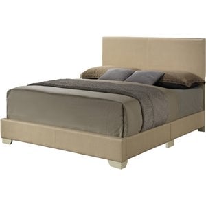 Glory Furniture Aaron Faux Leather Upholstered Full Bed in Beige