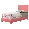 Glory Furniture Aaron Faux Leather Upholstered Twin Bed in Pink